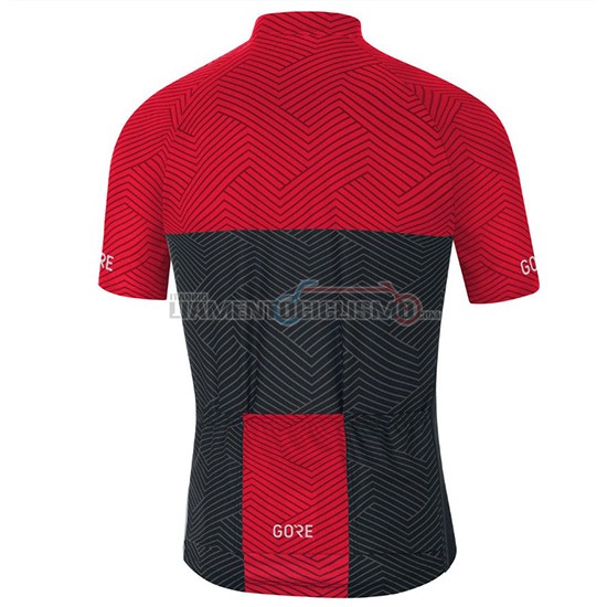 Abbigliamento Ciclismo Gore C3 Optiline Manica Corta 2018 Rosso e Nero